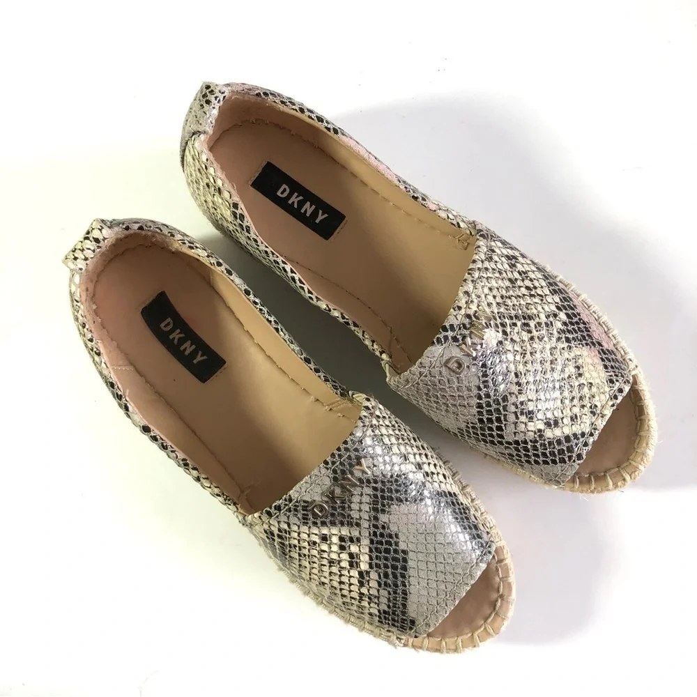 DKNY Mer Snake Peep Toe Platform Espadrille